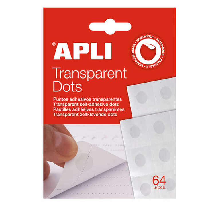 Apli Pack de 64 Puntos Adhesivos Removibles - Adhesivo Removible - Facil de Usar - Ideal para Manualidades y Oficina - Transparentes 1
