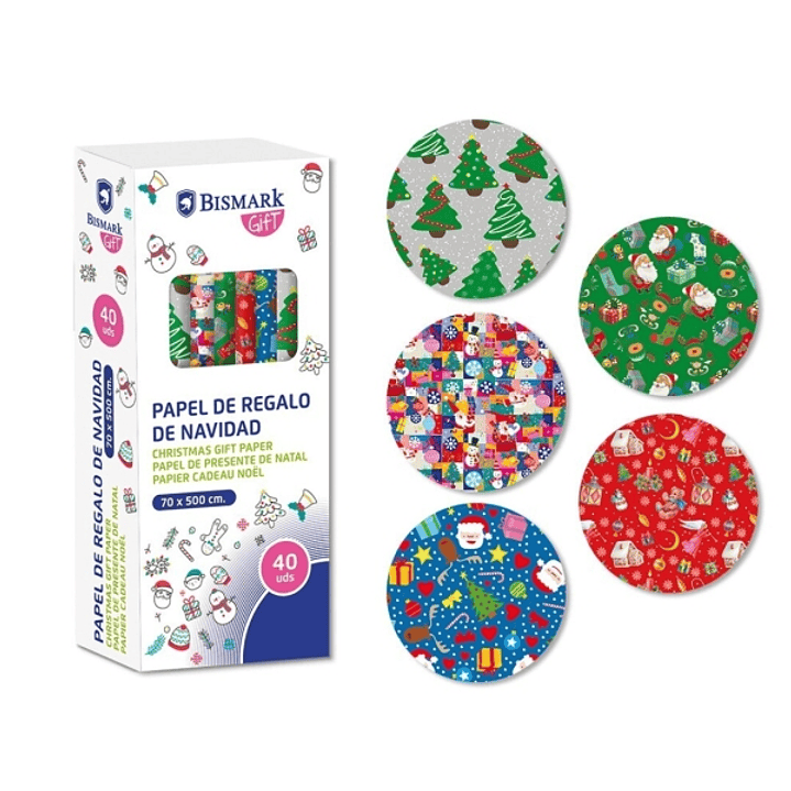 Bismark Navidad Juguetes Rollo de Papel Regalo - Medidas 70cmx500cm - 5 Diseños Diferentes 1