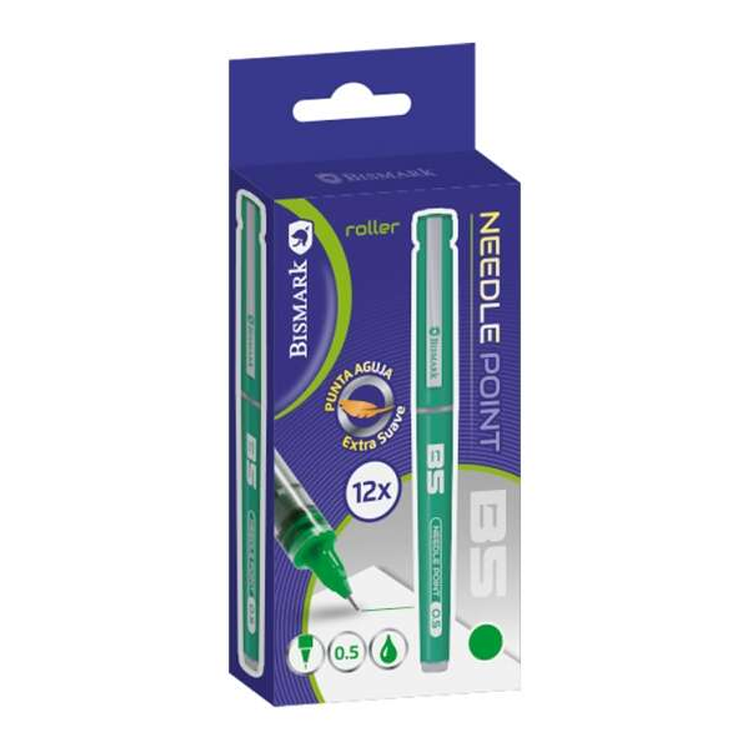 Bismark Boligrafo Tinta Liquida Punta Aguja - Escritura Suave - Alta Precision - Durabilidad Prolongada - Color Verde 1