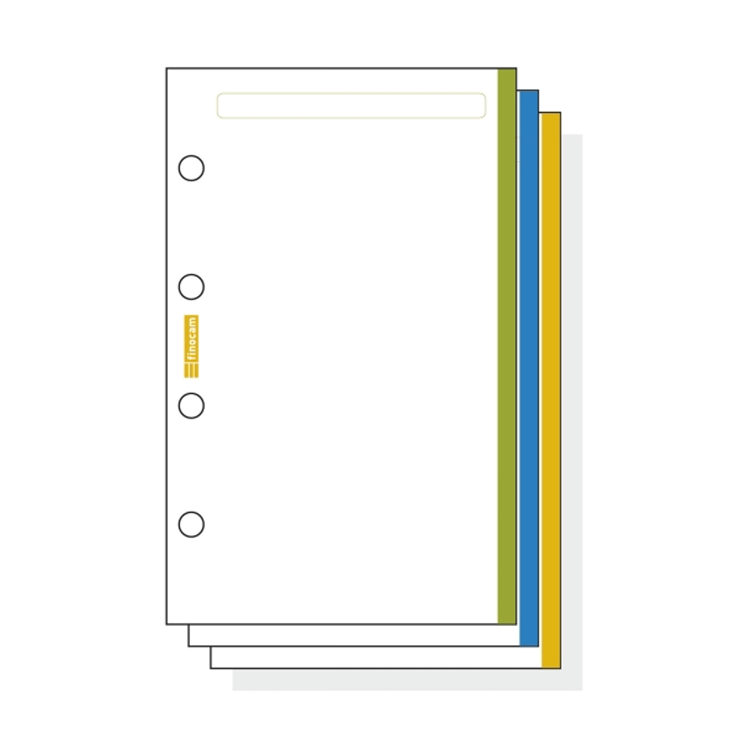 Finocam C145 Notas de Recambio para Agendas Classic - Liso con Banda de Color - Formato 601 - 56x89x5mm - Color Blanco 1