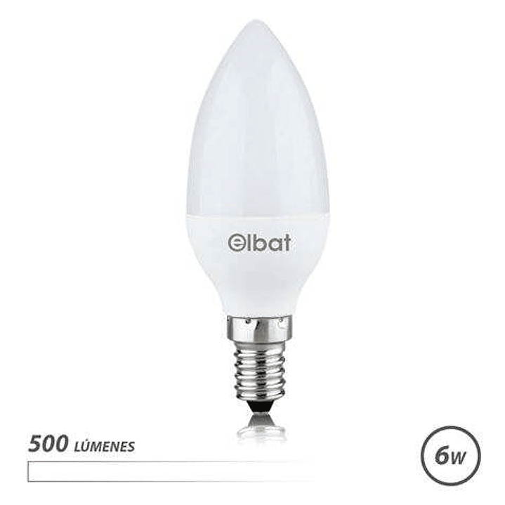Elbat Bombilla LED - Potencia: 6W - Lumenes: 500 - Tipo de Luz: 4000K Luz Blanca - Casquillo: E14 - Angulo: 180º - Dimensiones: 37X100mm - 30.000 Hora 1