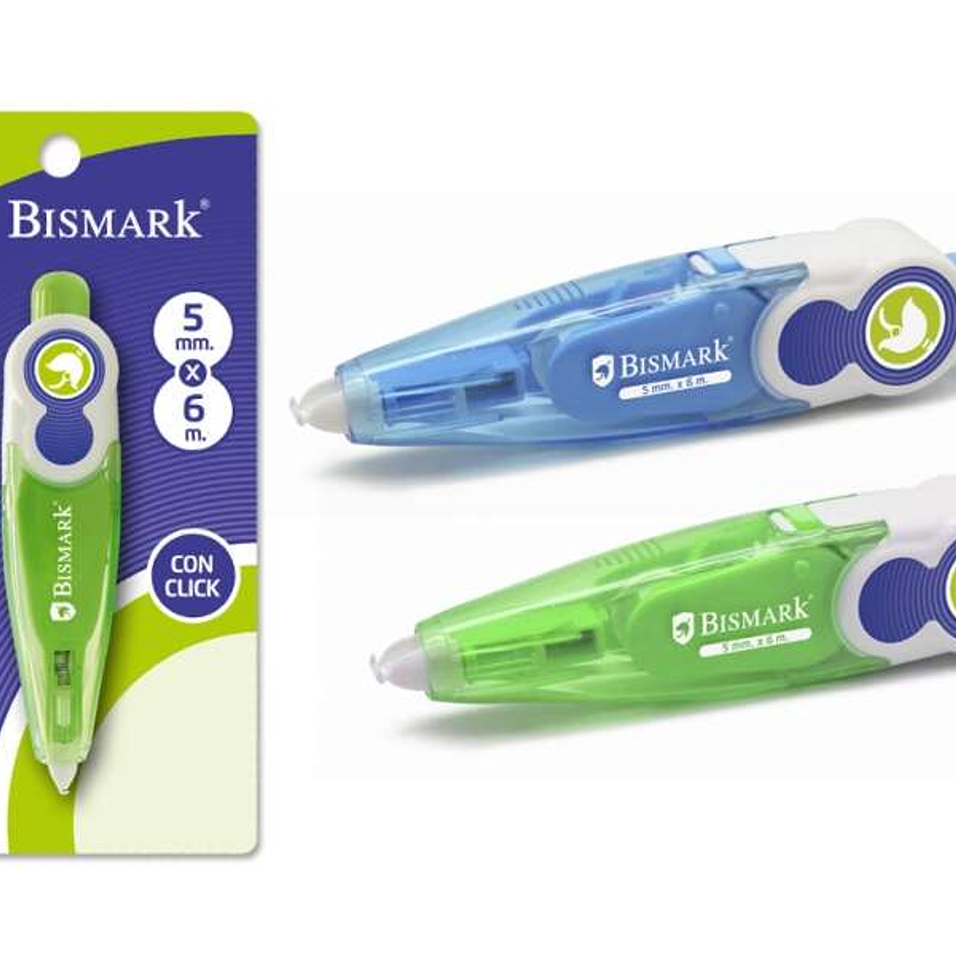 Bismark Cinta Correctora 5mmx6m - Sistema Retro que Oculta el Extremo - Perfecta Adherencia al Papel - Presentacion en Blister Individual - Colores Su 1