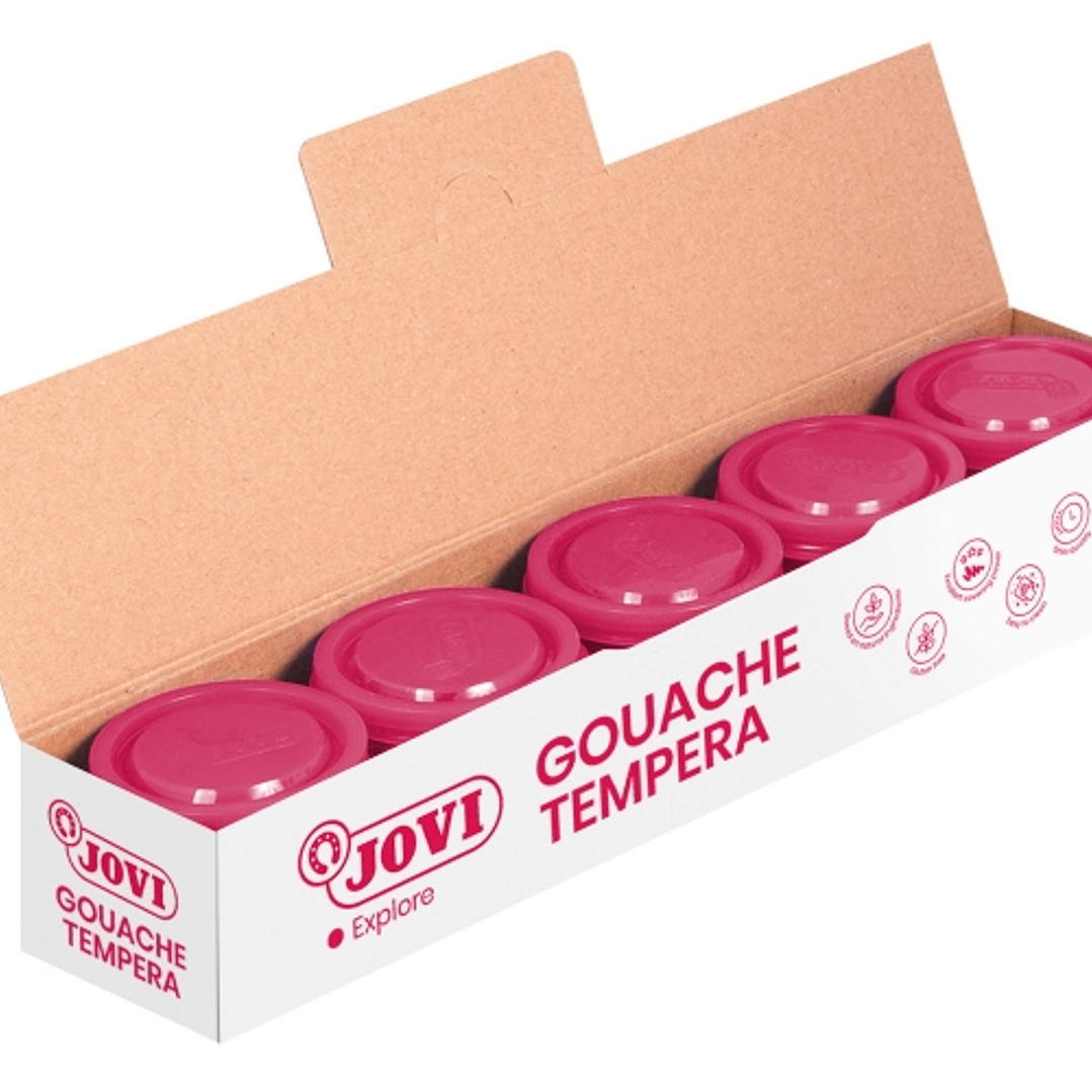 Jovi Bote de Tempera Escolar 35ml - Aplicacion en Multiples Superficies - Uso con Pincel, Rodillo o Espatula - Colores Mezclables - Color Magenta 1