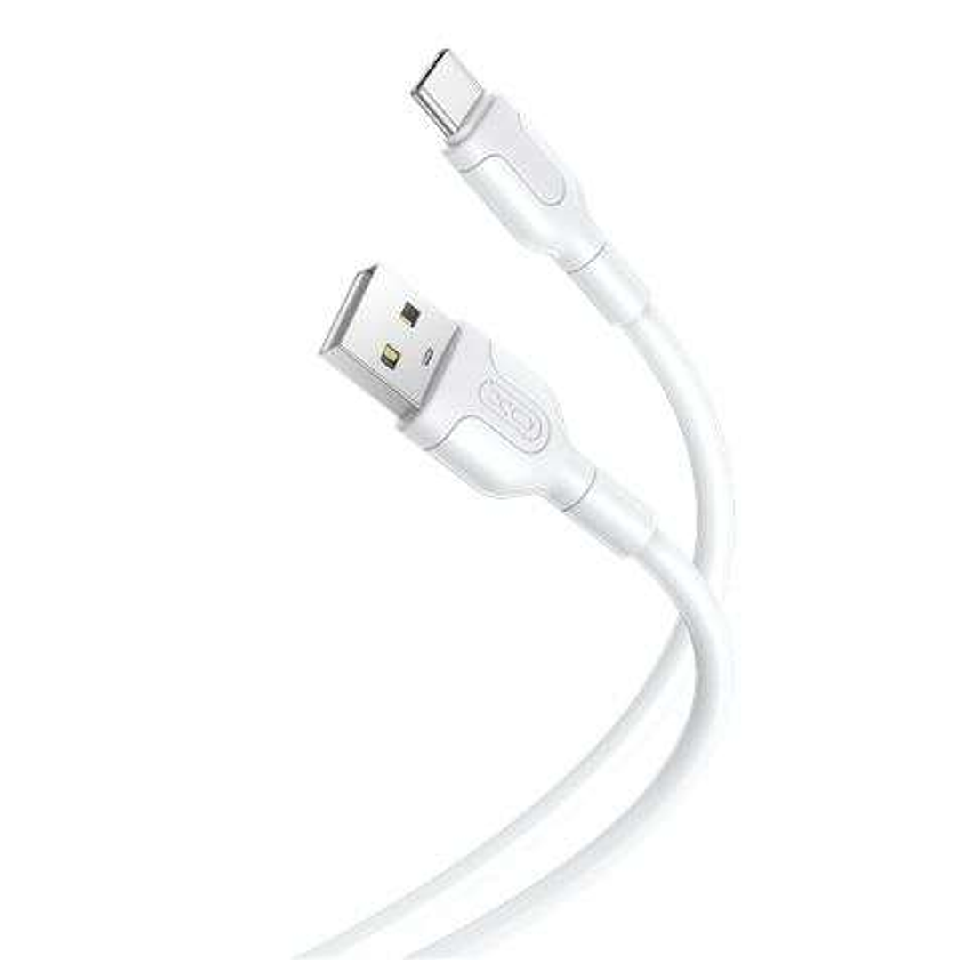 XO Cable de Carga y Transmision de Datos Tipo C - Longitud 1m - Silicona Suave y Duradera - Alta Velocidad 5V, 2.1A - Conector Tipo C - Color Blanco 1