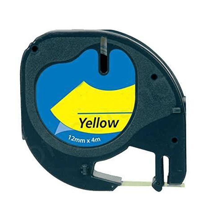 Dymo LetraTag S0721620 Cinta de Etiquetas Generica para Rotuladora - Texto negro sobre fondo amarillo - Ancho 12mm x 4 metros (91202) 1
