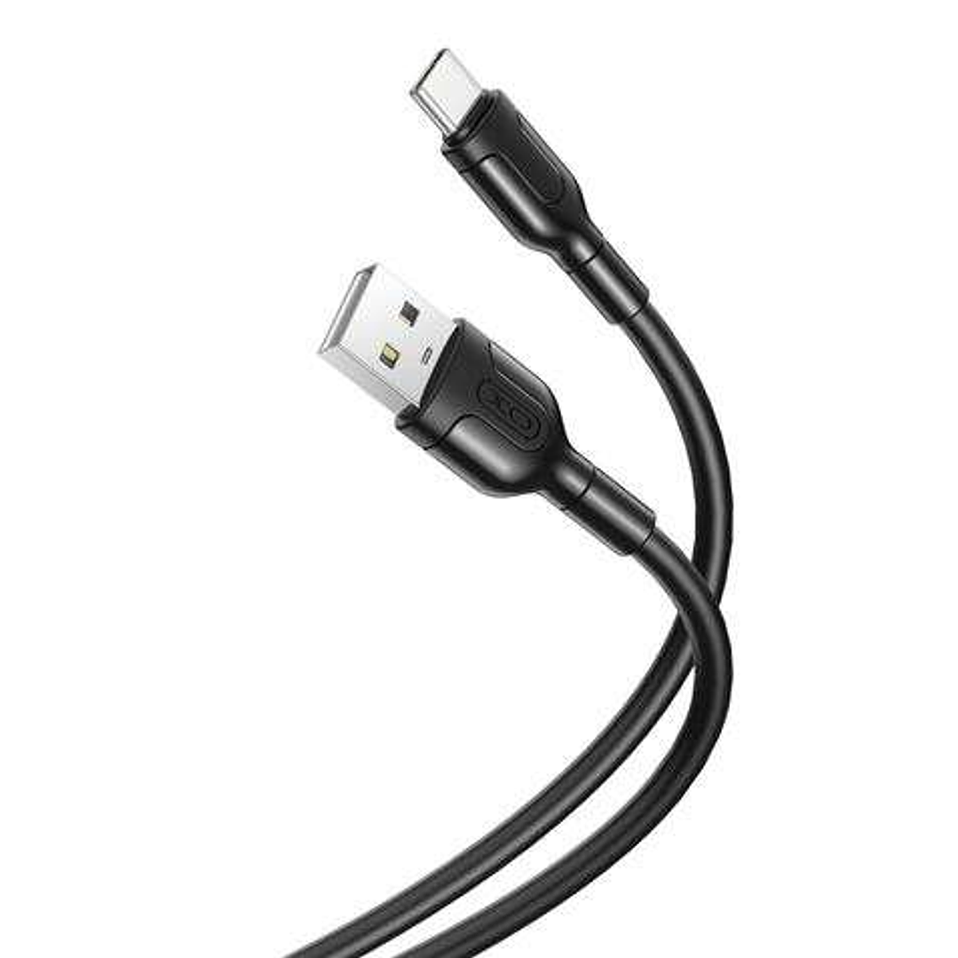 XO Cable de Carga y Transmision de Datos Tipo C - Longitud 1m - Silicona Suave y Duradera - Alta Velocidad 5V, 2.1A - Conector Tipo C (Negro) 1