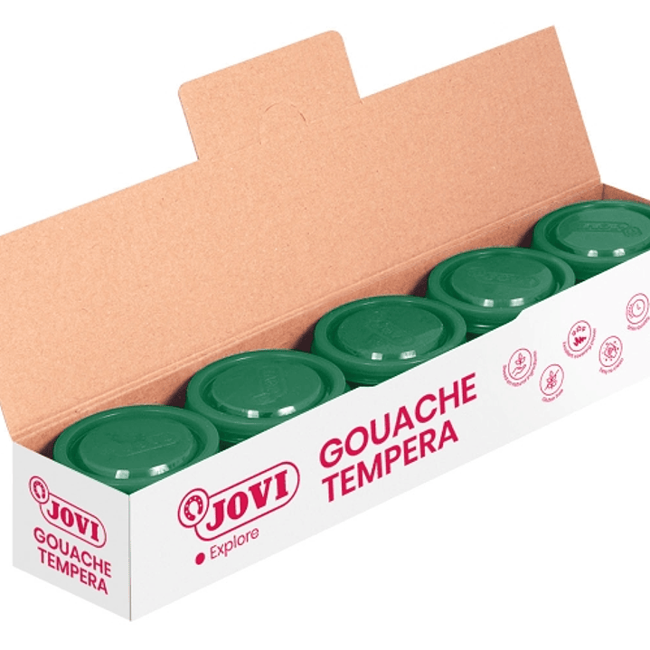Jovi Bote de Tempera Escolar 35ml - Aplicacion en Multiples Superficies - Uso con Pincel, Rodillo o Espatula - Colores Mezclables - Color Verde Oscuro 1