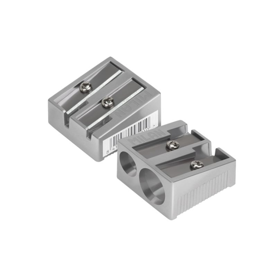 Milan Sacapuntas de 2 Orificios - Cuchilla de Acero al Carbono - Fabricado en Aluminio 1