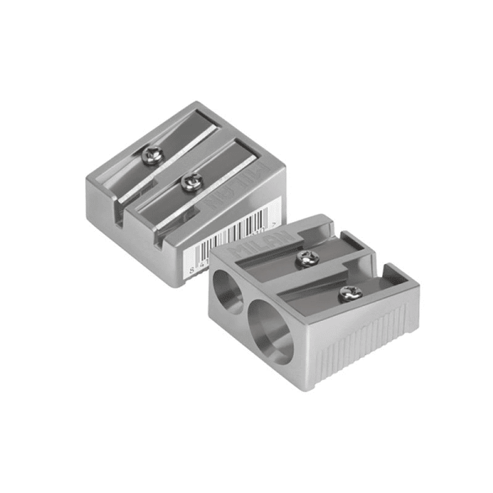Milan Sacapuntas de 2 Orificios - Cuchilla de Acero al Carbono - Fabricado en Aluminio 1