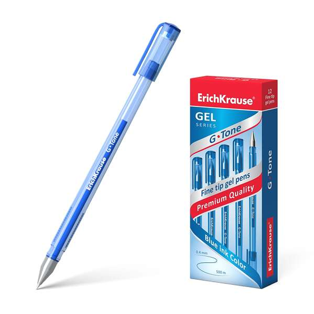 Erichkrause G-Tone Boligrafo de Gel - Cuerpo Translucido con Grip Perfilado Triangular - Punta de 0,5mm - Tinta de Gel de Secado Rapido - Color Azul 1