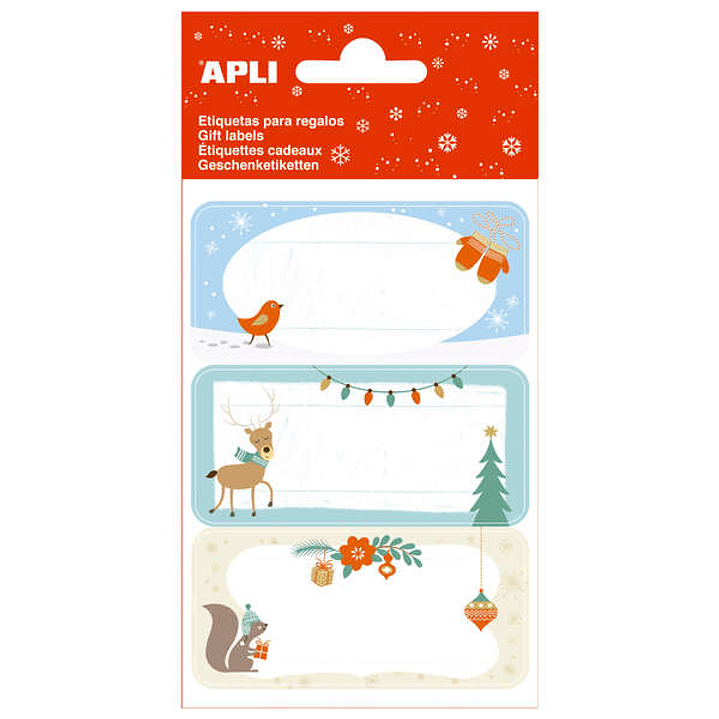Apli Pack de 27 Etiquetas Adhesivas Navideñas para Regalos - Diseños Surtidos - Espacio para Escribir 1
