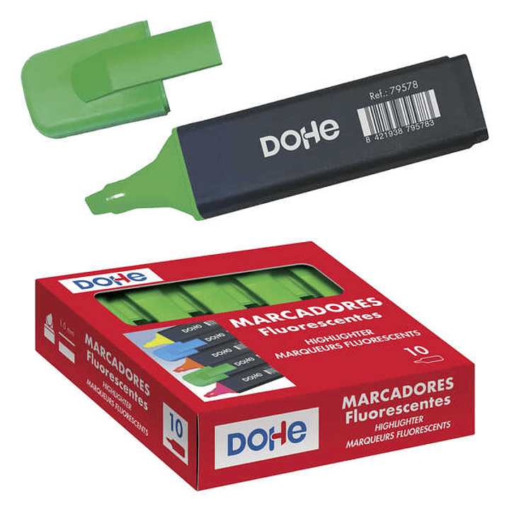Dohe Marcadores Fluorescentes - Punta Biselada de 1-5mm - Clip en la Capucha - Apto para Todo Tipo de Papel - Color Verde 1