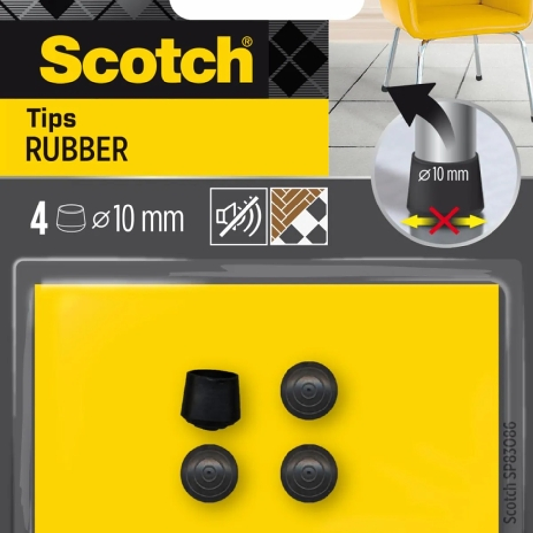 Scotch Pack de 4 Conteras de Goma - Diametro de 10mm - Color Negro 1