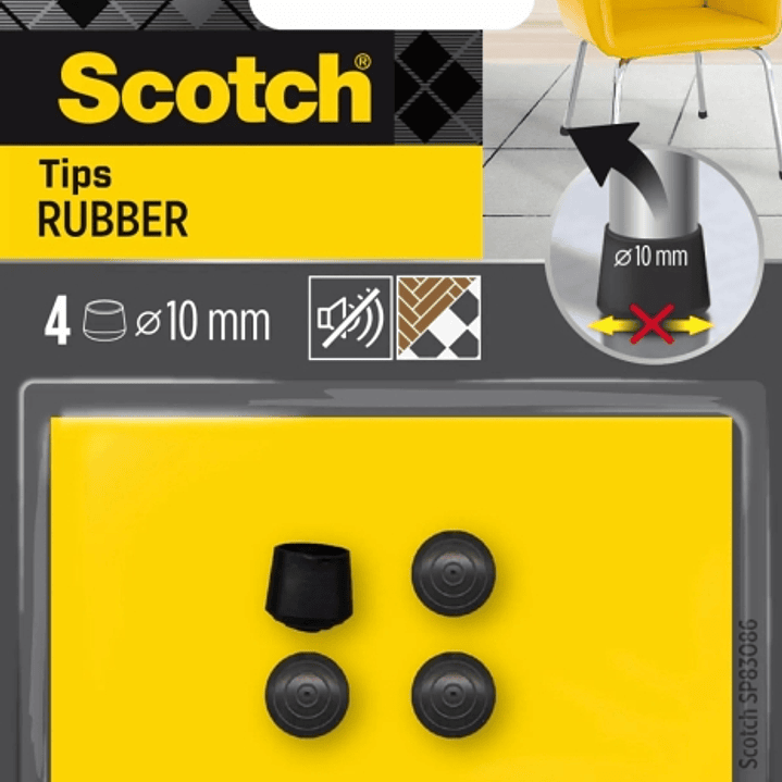 Scotch Pack de 4 Conteras de Goma - Diametro de 10mm - Color Negro 1