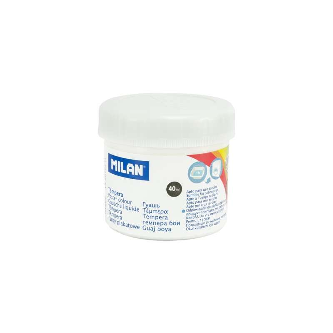 Milan Bote de Tempera 40ml - Secado Rapido - Mezclable - Color Blanco 1