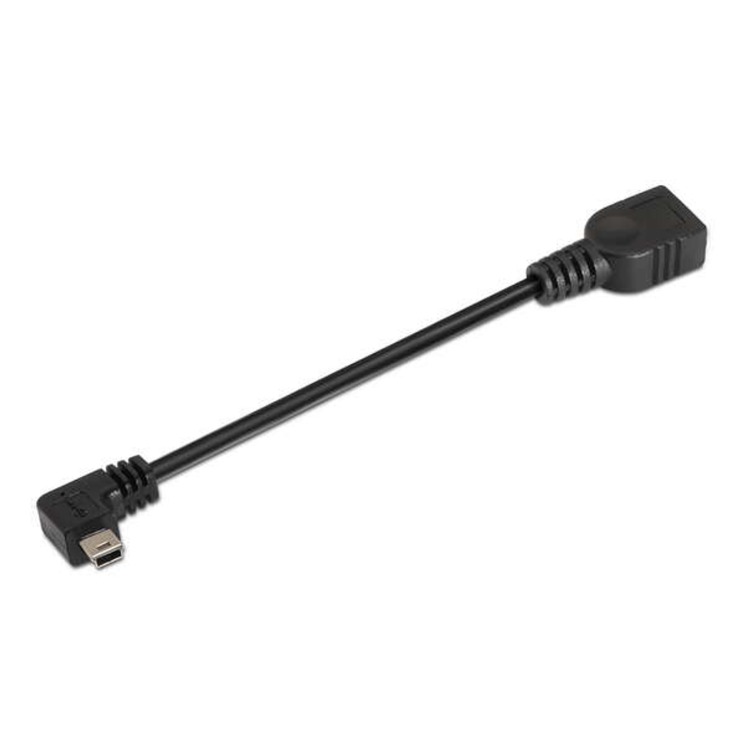Aisens Cable USB 2.0 OTG Acodado - Tipo Mini B Macho-A Hembra - 15cm - Color Negro 1