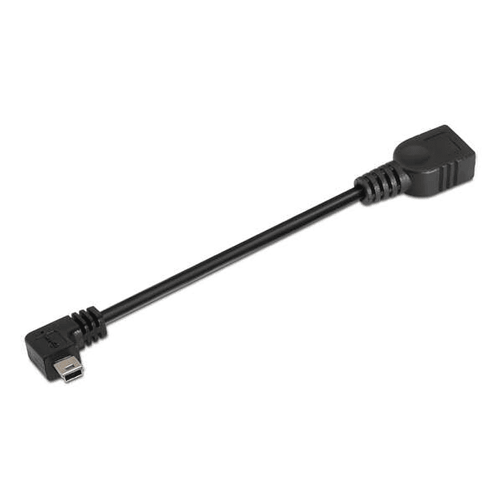 Aisens Cable USB 2.0 OTG Acodado - Tipo Mini B Macho-A Hembra - 15cm - Color Negro 1