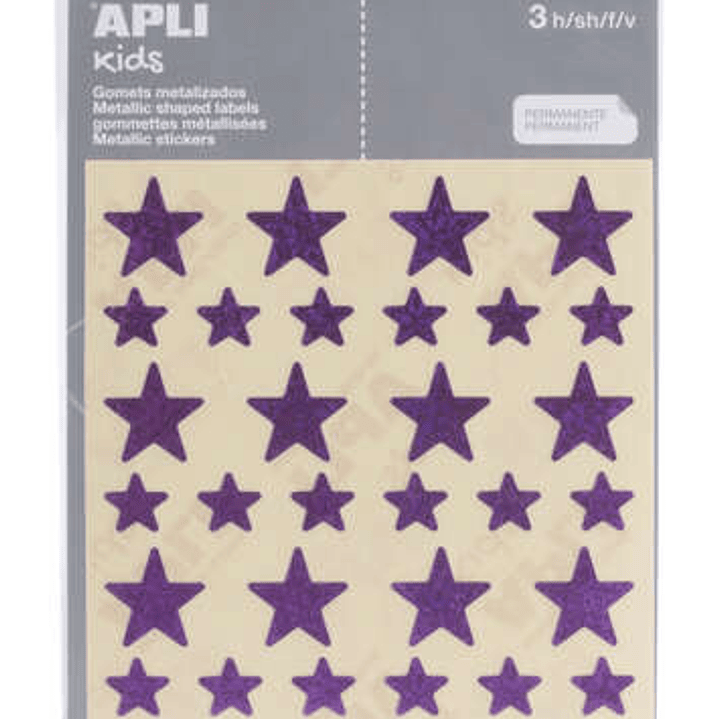 Apli Gomets Estrella Holograficos - Tamaño 12.5mm y 19.5mm - Adhesivo Permanente - 120 Unidades por Bolsa - Desarrollo de Habilidades y Creatividad -  1