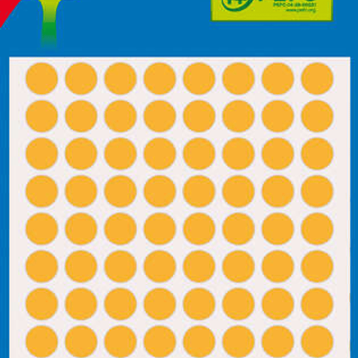 Apli Minibolsa de 288 Etiquetas Redondas Ø 8mm - 3 Hojas por 96 Etiquetas - Adhesivo Permanente - Color Naranja Fluor 1