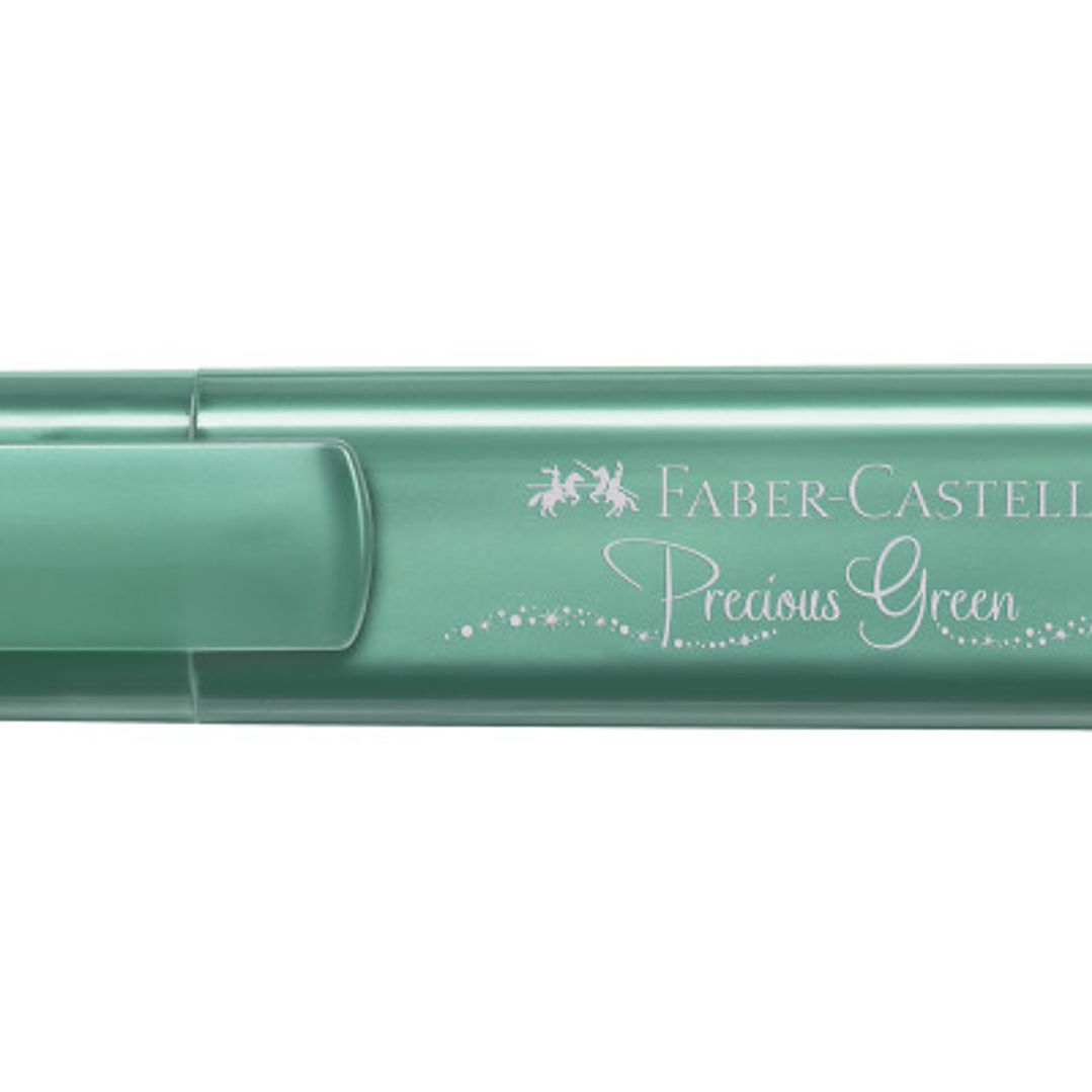 Faber-Castell Textliner 46 Metallic Marcador Fluorescente - Punta Biselada - Trazo entre 1mm y 5mm - Tinta con Base de Agua - Color Verde Metalico 1