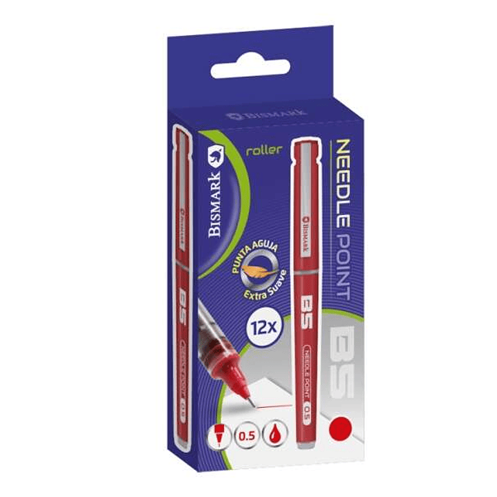 Bismark Boligrafo Tinta Liquida Punta Aguja - Escritura Suave - Alta Precision - Color Rojo 1