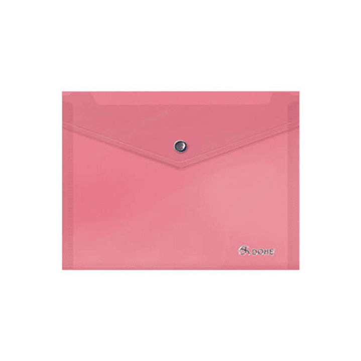 Dohe Sobre Portadocumentos A5 - Cierre de Broche - Polipropileno Translucido 150 Micras - Color Rosa 1