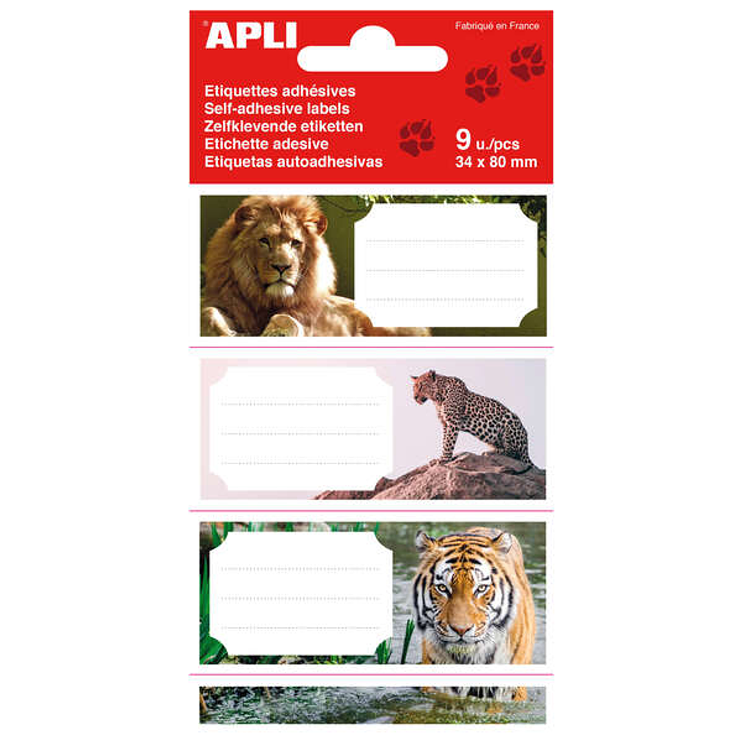 Apli Etiquetas Adhesivas Escolares Selva - Tamaño 81x36mm - 9 Etiquetas por Bolsa - Adhesivo Permanente de Alta Calidad - Diseño Selva - Color Blanco 1