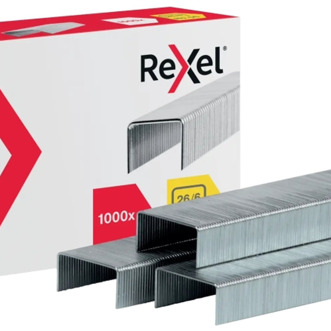 Rexel Caja de 1000 Grapas 26/6 Nº56 - Hasta 20 Hojas - Acero de Alta Calidad - Patilla de 6mm 1