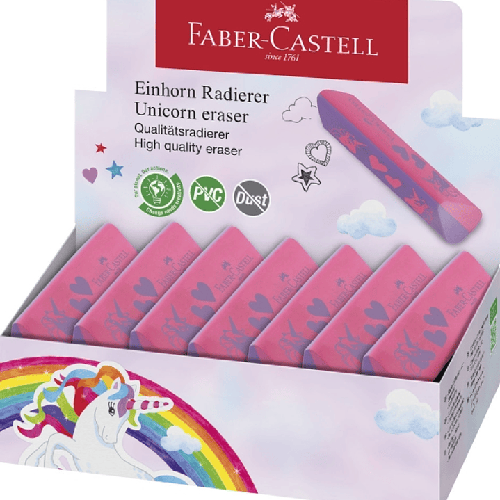 Faber-Castell Unicornio Goma de Borrar sin PVC - Forma Triangular Ergonomica - Sin Residuos - Borrado Limpio y Facil 1
