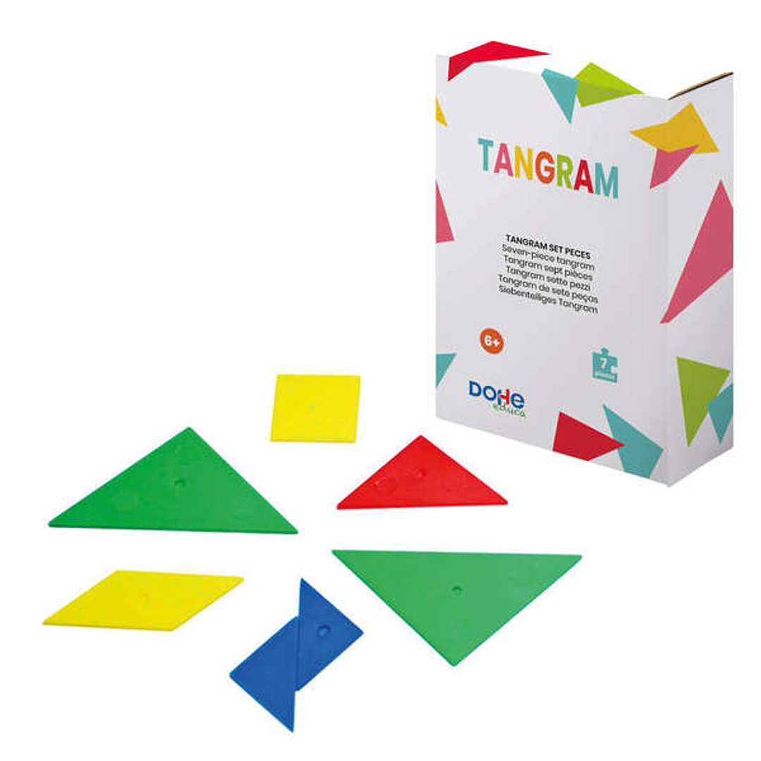 Dohe Tangram de Madera - 7 Piezas - Favorece la Imaginacion y Creatividad - Desarrollo del Sentido Espacial - Recomendado para Segundo Ciclo de Primar 1