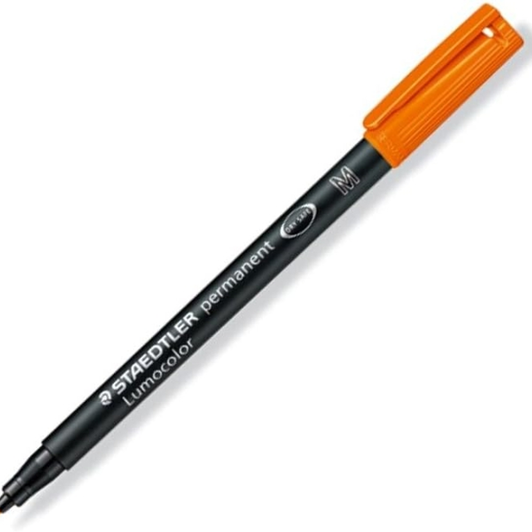 Staedtler Lumocolor 317 Rotulador Permanente - Punta Media Redonda - Trazo 1mm Aprox - Capuchon con Clip - Secado Rapido - Color Naranja 1