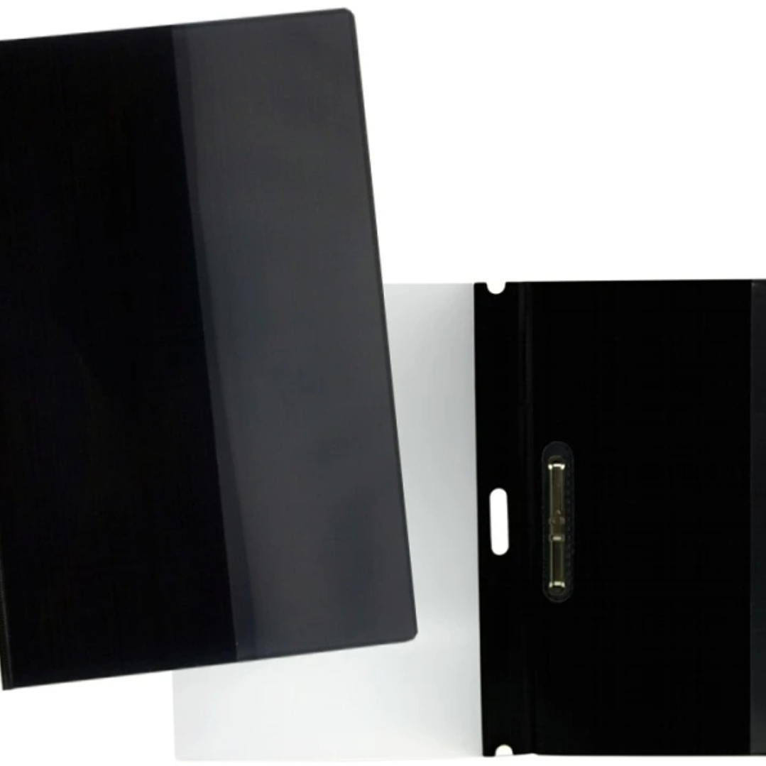 Yes Dossier con Fastener para 30 Hojas A4 - Portada Transparente, Trasera Negro - Fabricado en Polipropileno 1