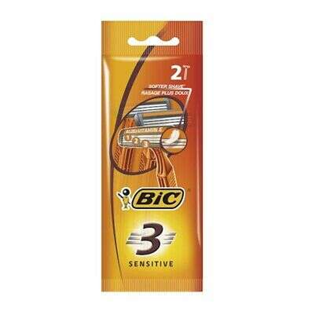Bic Sensitive 3 Pack de 2 Maquinillas de Afeitar Desechables de 3 Hojas - Tira Lubricante con Aloe Vera 1