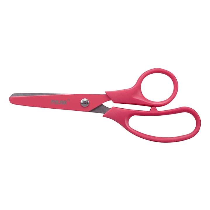 Milan Basic Colours Tijeras de 13.4cm - Mango Ergonomico - Punta Redondeada - Hoja de Acero Inoxidable - Color Rosa 1