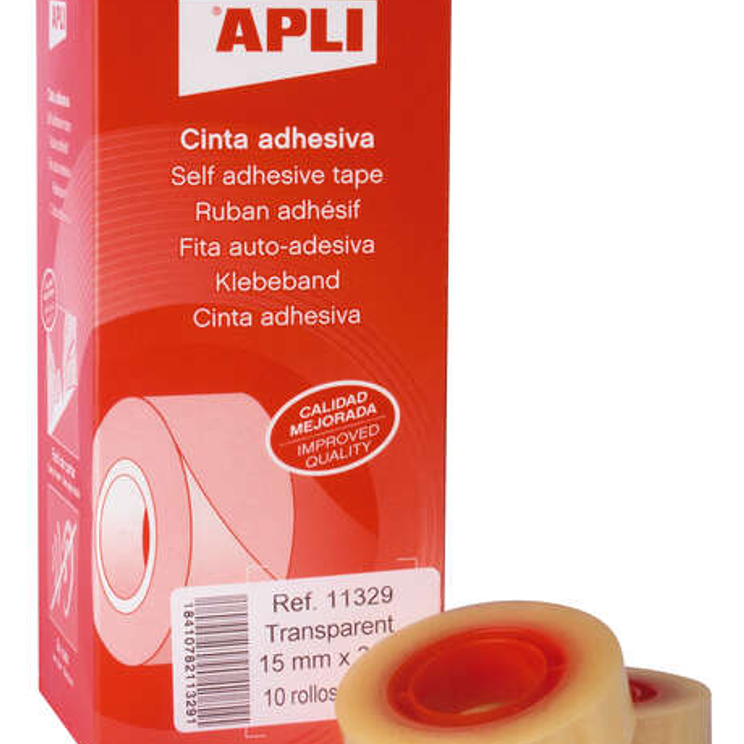 Apli Cinta Adhesiva Transparente 15mm x 33m - Resistente al Agua y a la Intemperie - Facil de Cortar con las Manos - Ideal para Manualidades y Embalaj 1