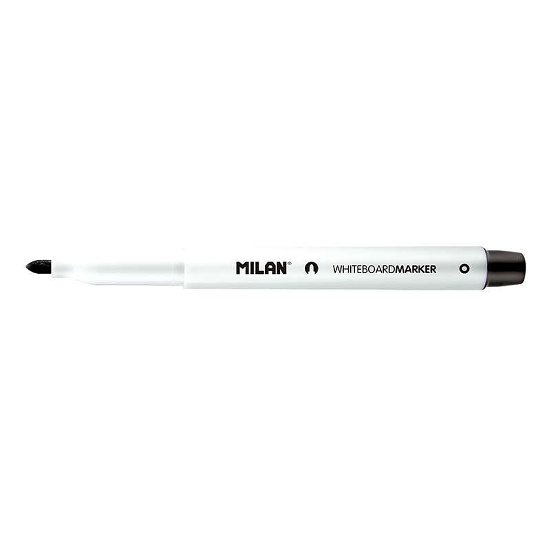 Milan Rotuladores para Pizarra Blanca con Punta Redonda - Punta 3.7 mm - Tinta a Base de Alcohol - Borrable en Seco - Color Negro 1