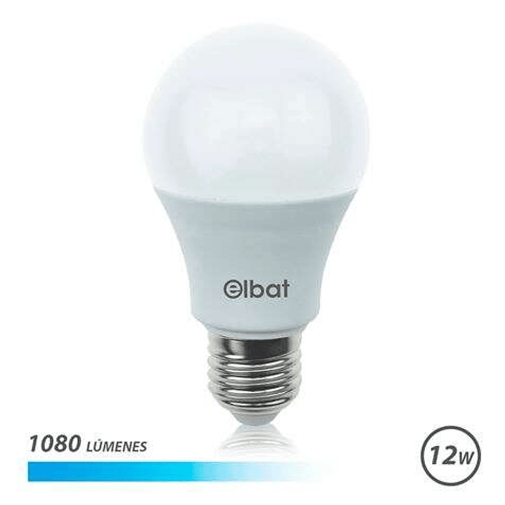Elbat Bombilla LED - Potencia 12W - Lumenes 1080 - Tipo de Luz 6500K Luz Fria - Casquillo E27 - Angulo 220º - Dimensiones 60X120mm - 30.000 Horas de V 1