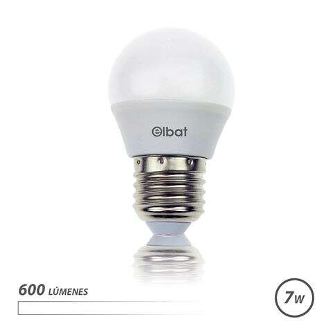 Elbat Bombilla LED - Potencia: 7W - Lumenes: 600 - Tipo de Luz: 4000K Luz Blanca - Casquillo: E27 - Angulo: 220º - Dimensiones: 45X78mm - 30000 Horas  1