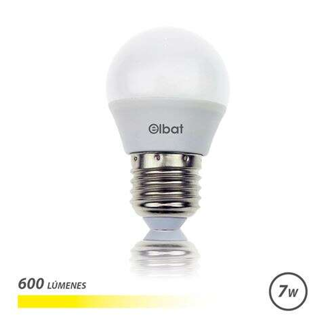 Elbat Bombilla LED - Potencia: 7W - Lumenes: 600 - Tipo de Luz: 3000K Luz Calida - Casquillo: E27 - Angulo: 220º - Dimensiones: 45X78mm - 30.000 Horas 1