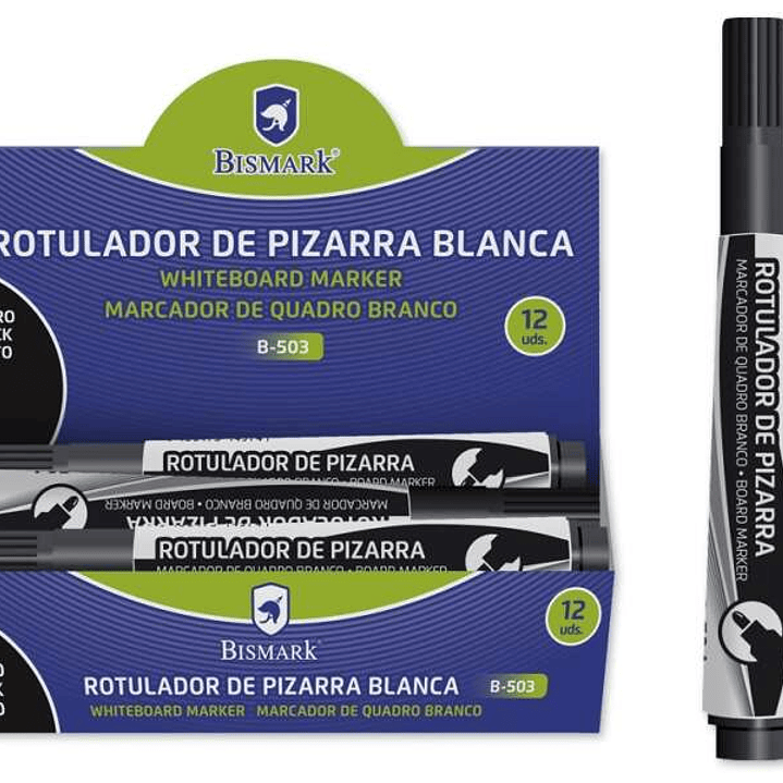 Bismark Rotulador para Pizarra 3mm - Punta Fina - Tinta de Secado Rapido - Facil de Borrar - Color Negro 1