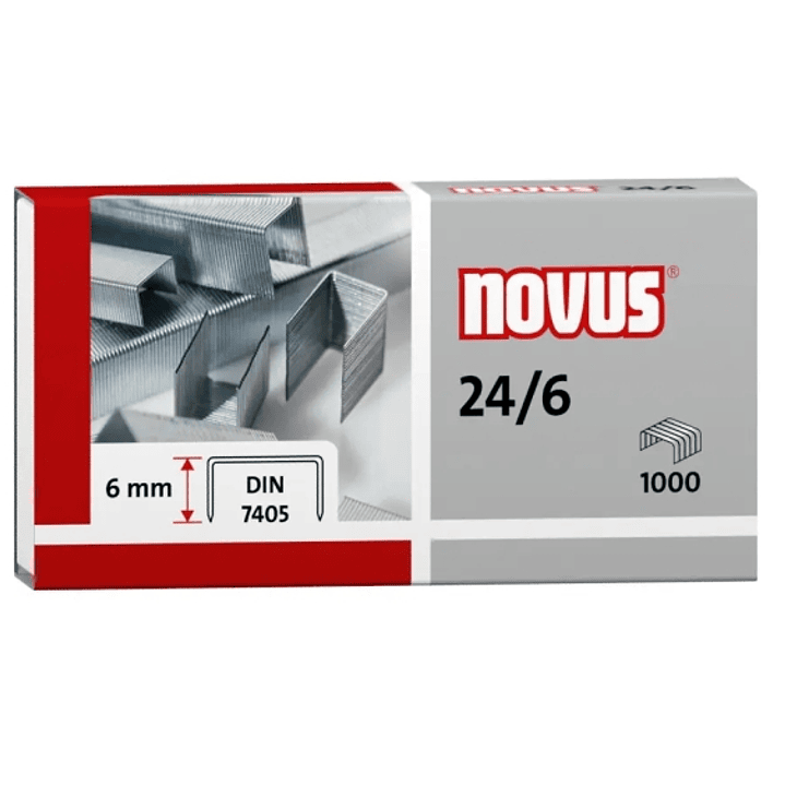 Novus 24/6 Din Caja de 1000 Grapas 24/6 Galvanizadas 1