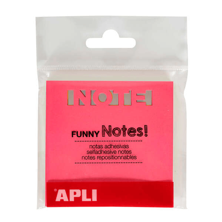 Apli Notas Adhesivas Troquelado Note 75x75mm Bloc 75 Hojas - 3 Colores Surtidos Fluorescentes - Ultra Adhesivas - Color Surtido 1
