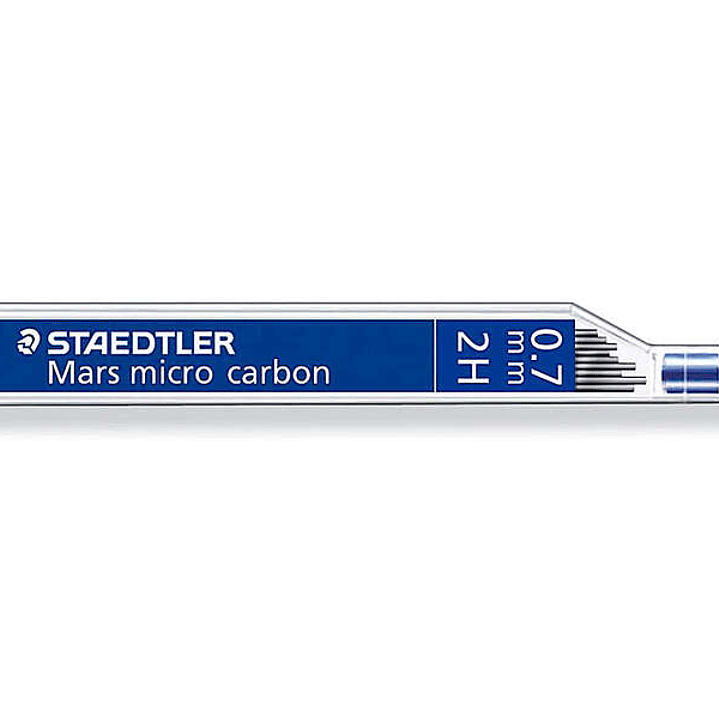 Staedtler Mars Micro Carbon 250 Tubo de 12 Minas de Grafito - Dureza 2H - Trazo 0.7mm - Alta Resistencia 1