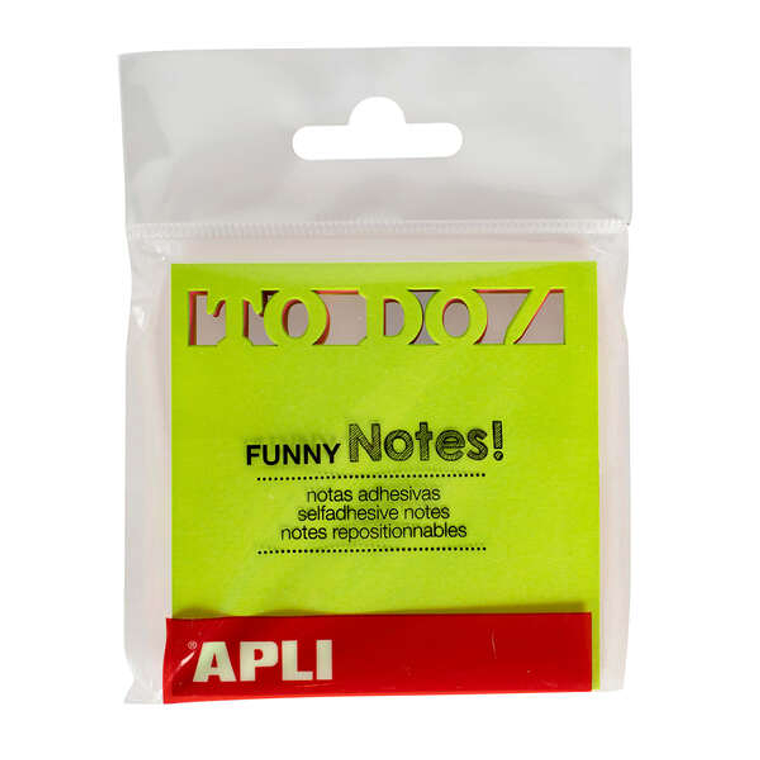 Apli Bloc de 75 Notas Adhesivas Troqueladas To Do 75x75mm - Ideal para Organizar Tareas - 3 Colores Surtidos Fluorescentes 1