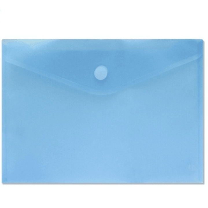 Sobre Portadocumentos A4 - Cierre de Velcro - Fabricado en Polipropileno - Medidas 325x230mm - Azul Transparente 1