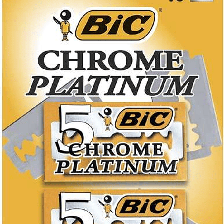 Bic Chrome Platinum Pack de 2 Cajas de 5 Hojas de Afeitar Doble Filo 1