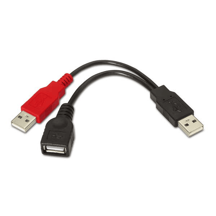 Aisens Cable USB 2.0+Alimentacion - Tipo A/M+A Alimentacion/M-A Hembra - 15cm - Color Negro 1