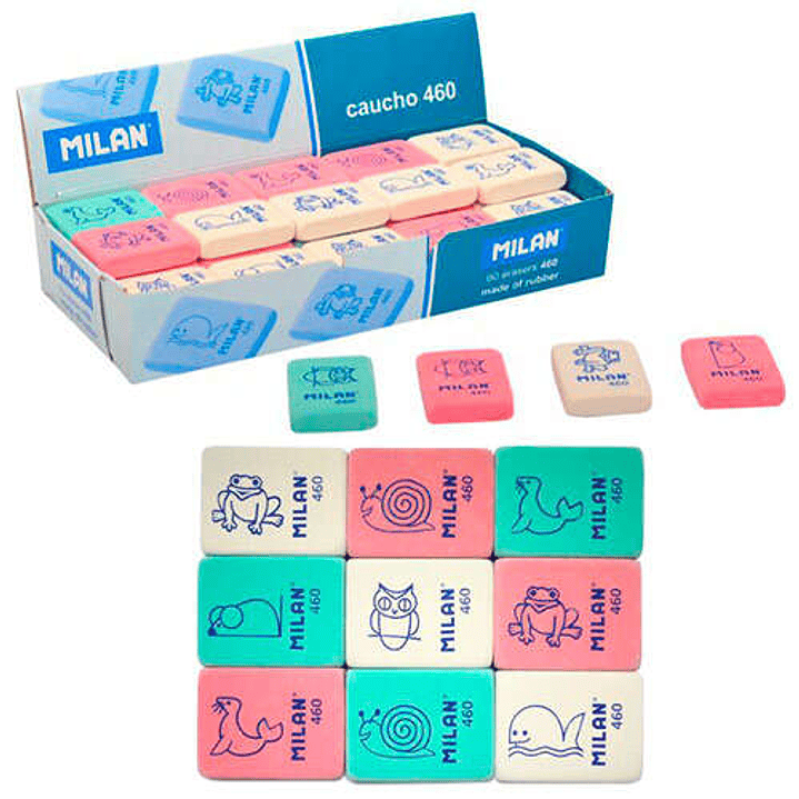 Milan 460 Goma de Borrar Rectangular Flexible - Miga de Pan - Caucho Sintetico - Dibujos Infantiles - Colores Surtidos 1