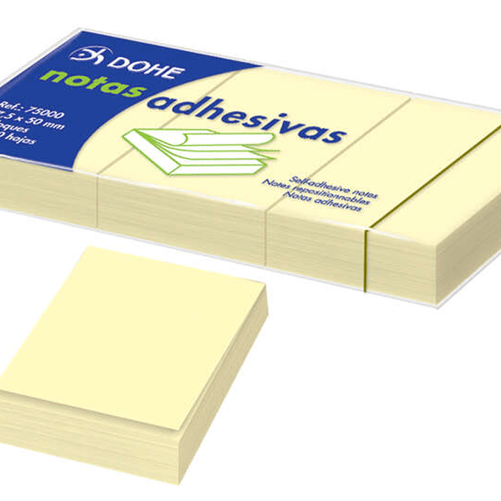 Dohe Pack de 3 Blocs de 100 Notas Reposicionables - Tamaño 37,5x50mm - Papel de 75gr - Ideal para Oficina y Escuela - Color Amarillo Claro 1