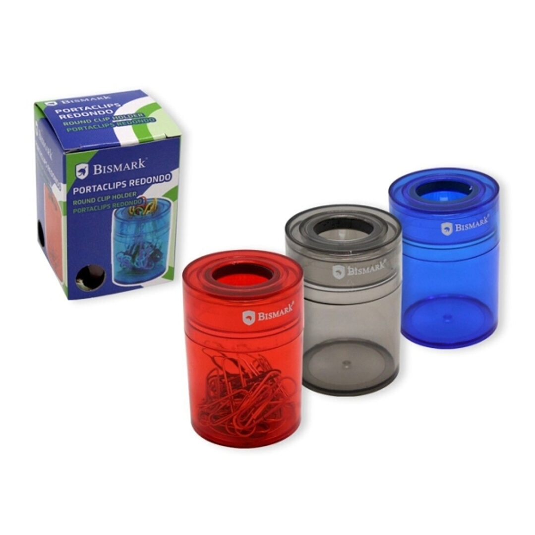 Bismark Portaclips de Plastico con Deposito Transparente - 45x45x65mm - Embocadura Imantada - Colores Surtidos Aleatorios 1